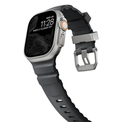 NOMAD Apple Watch 46/49mm Rocky Point Band Natural Titanium Hardware Storm