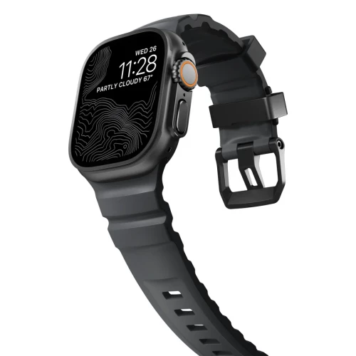NOMAD Apple Watch 46/49mm Rocky Point Band Black Titanium Hardware Storm