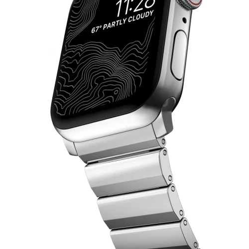 NOMAD Apple Watch 46/49mm Steel Band Silver Hardware Silver