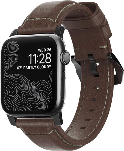 NOMAD Apple Watch 41/42mm Traditional Band Black Hardware Rustic Brown