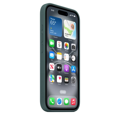 Чехол-накладка (силиконовый) для iPhone 16 Silicone Case High Copy with MagSafe & Button Lake Green