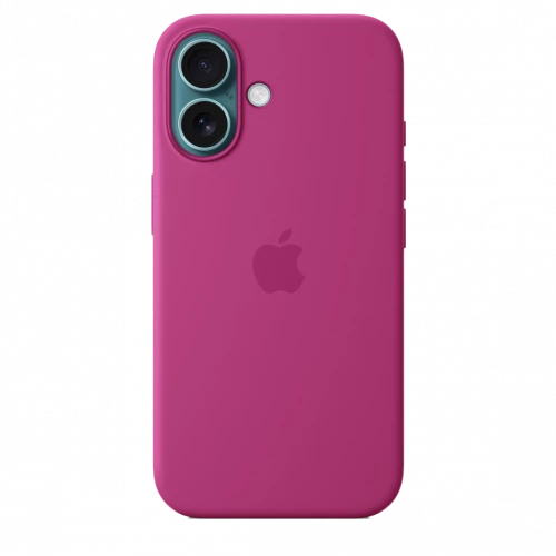Чехол-накладка (силиконовый) для iPhone 16 Silicone Case High Copy with MagSafe & Button Fuchsia