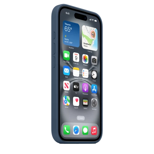 Чехол-накладка (силиконовый) для iPhone 16 Silicone Case High Copy with MagSafe & Button Denim