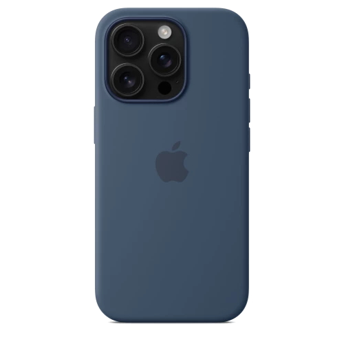 Чехол-накладка (силиконовый) для iPhone 16 Pro Silicone Case High Copy with MagSafe & Button Denim