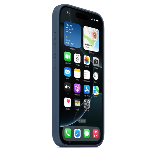 Чехол-накладка (силиконовый) для iPhone 16 Pro Silicone Case High Copy with MagSafe & Button Denim