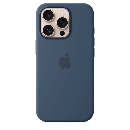 Чехол-накладка (силиконовый) для iPhone 16 Pro Silicone Case High Copy with MagSafe & Button Denim