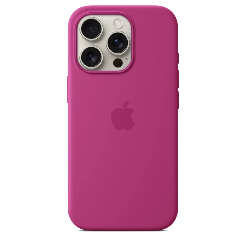 Чехол-накладка (силиконовый) для iPhone 16 Pro Silicone Case High Copy with MagSafe & Button Fuchsia