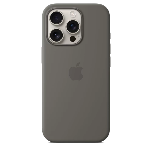 Чехол-накладка (силиконовый) для iPhone 16 Pro Silicone Case High Copy with MagSafe & Button Stone Gray