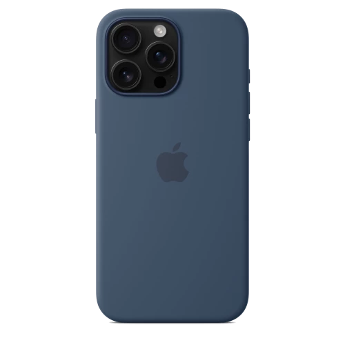 Чехол-накладка (силиконовый) для iPhone 16 Pro Max Silicone Case High Copy with MagSafe & Button Denim