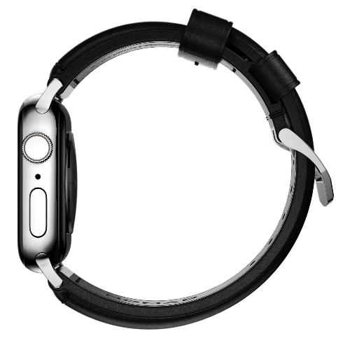 NOMAD Apple Watch 41/42mm Traditional Band Silver Hardware Black
