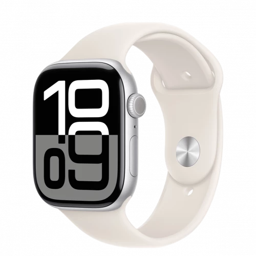 Apple Watch Series 10 GPS 46mm Silver Aluminum Case w. Starlight Sport Band - M/L (MWX03+MXM73)