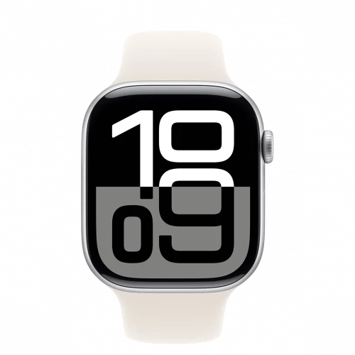 Apple Watch Series 10 GPS 46mm Silver Aluminum Case w. Starlight Sport Band - M/L (MWX03+MXM73)