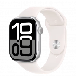 Apple Watch Series 10 GPS 46mm Silver Aluminum Case w. Light Blush Sport Band - M/L (MWX03+MXM93)