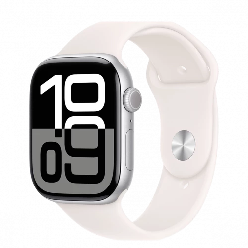 Apple Watch Series 10 GPS 46mm Silver Aluminum Case w. Light Blush Sport Band - M/L (MWX03+MXM93)