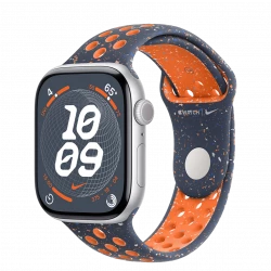 Apple Watch Series 10 GPS 46mm Silver Aluminum Case w. Blue Flame Nike Sport Band - M/L (MWX03+MYLC3)