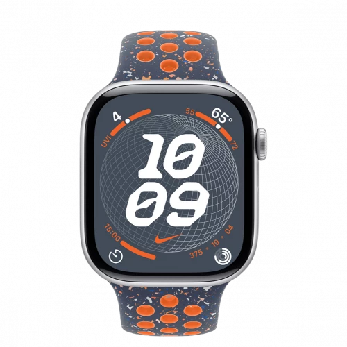 Apple Watch Series 10 GPS 46mm Silver Aluminum Case w. Blue Flame Nike Sport Band - M/L (MWX03+MYLC3)