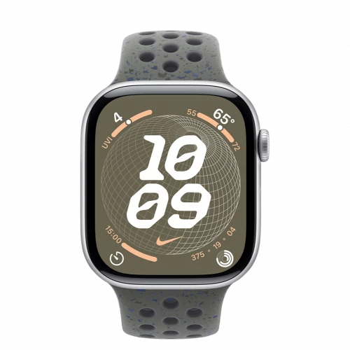 Apple Watch Series 10 GPS 46mm Silver Aluminum Case w. Cargo Khaki Nike Sport Band - M/L (MWX03+MYLE3)