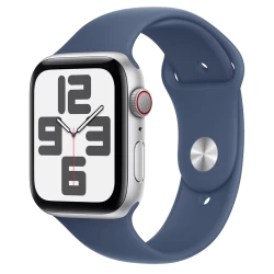 Apple Watch SE 2 GPS + Cellular 44mm Silver Aluminum Case w. Denim Sport Band - M/L (MXG53)