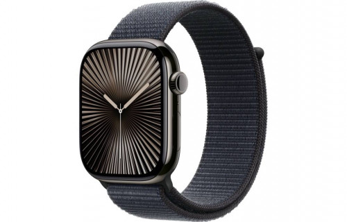 Apple Watch Series 10 GPS + Cellular 46mm Slate Titanium Case w. Sport Loop - Ink (MX173+MXL33)