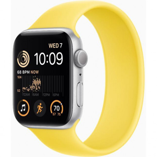 Apple Watch SE 2 GPS 44mm Silver Aluminum Case with Canary Yellow Solo Loop (MNLD3+MQW33)