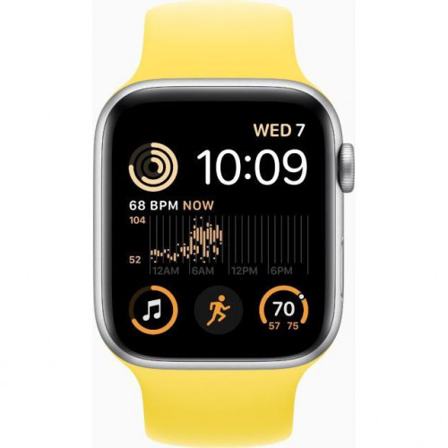 Apple Watch SE 2 GPS 44mm Silver Aluminum Case with Canary Yellow Solo Loop (MNLD3+MQW33)