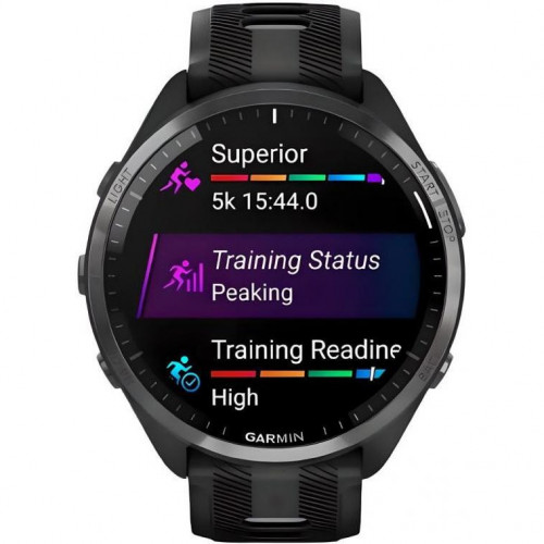 Garmin Forerunner 965 Carbon Gray Titanium Bezel w. Blk Case and Blk/Powder Gray S. Band (010-02809-00/10/8)