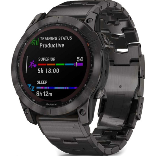 Garmin Fenix 7X Sapphire Solar C. Grey DLC Titanium w. Carbon Grey DLC Vented T. Band (010-02541-27)