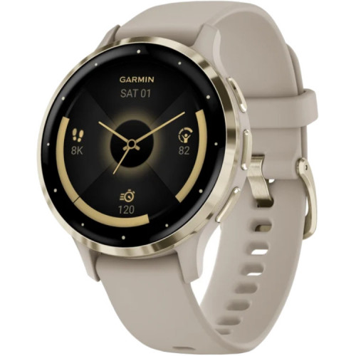 Garmin Venu 3S Soft Gold S. Steel Bezel w. French Gray Case and S. Band (010-02785-02/52)