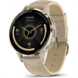 Garmin Venu 3S Soft Gold S. Steel Bezel w. French Gray Case and Leather Band (010-02785-55)