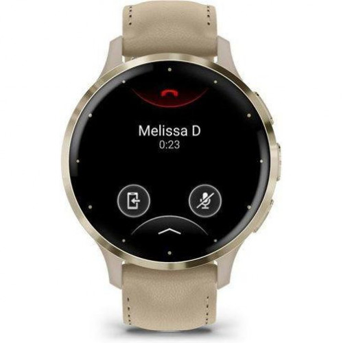 Garmin Venu 3S Soft Gold S. Steel Bezel w. French Gray Case and Leather Band (010-02785-55)