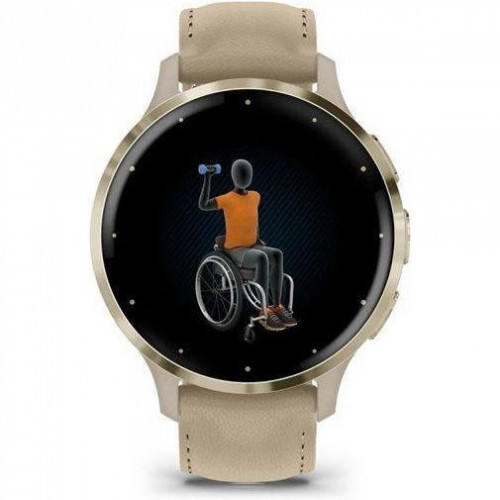 Garmin Venu 3S Soft Gold S. Steel Bezel w. French Gray Case and Leather Band (010-02785-55)
