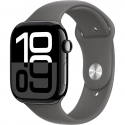 Apple Watch Series 10 GPS 46mm Jet Black Alu. Case w. Stone Gray Sport Band - M/L (MWX13+MXLY3)
