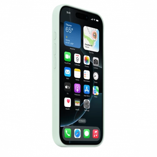 Чехол-накладка (силиконовый) для iPhone 16 Pro Silicone Case High Copy with MagSafe & Button Aquamarine