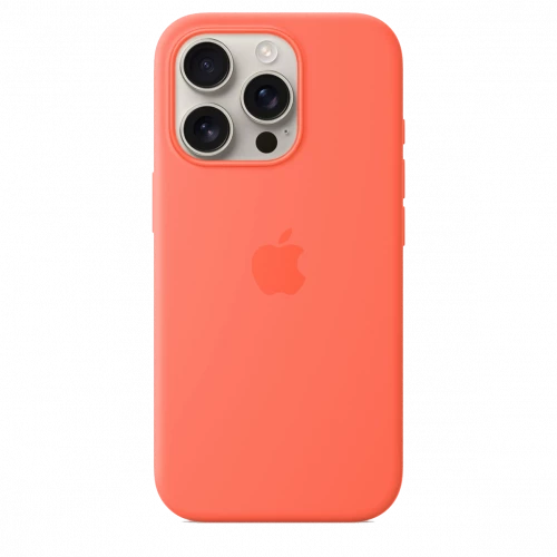 Чехол-накладка (силиконовый) для iPhone 16 Pro Silicone Case High Copy with MagSafe & Button Tangerine