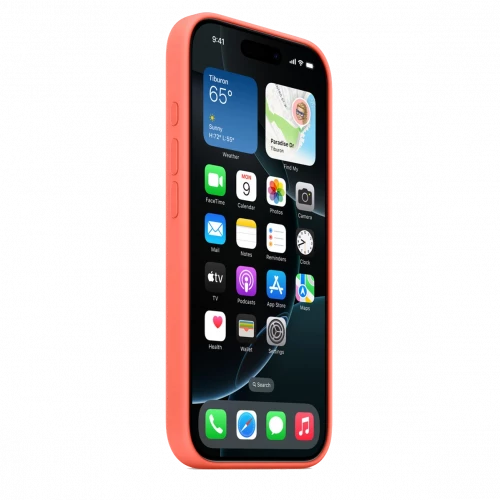 Чехол-накладка (силиконовый) для iPhone 16 Pro Silicone Case High Copy with MagSafe & Button Tangerine