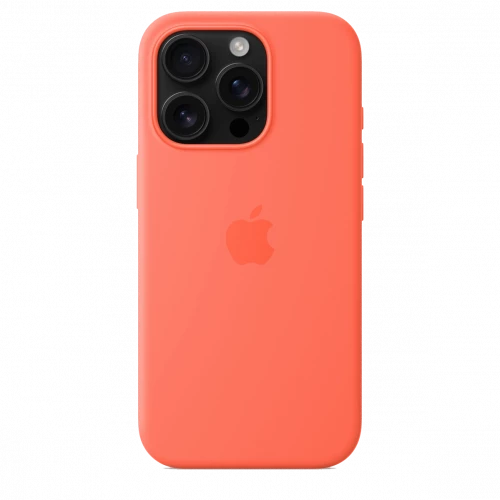 Чехол-накладка (силиконовый) для iPhone 16 Pro Silicone Case High Copy with MagSafe & Button Tangerine