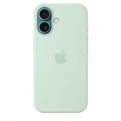 Чохол-накладка (силіконовий) для iPhone 16 Silicone Case High Copy with MagSafe & Button Aquamarine