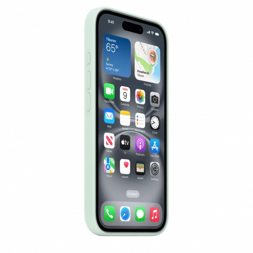 Чехол-накладка (силиконовый) для iPhone 16 Silicone Case High Copy with MagSafe & Button Aquamarine