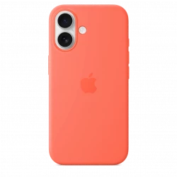 Чохол-накладка (силіконовий) для iPhone 16 Silicone Case High Copy with MagSafe & Button Tangerine