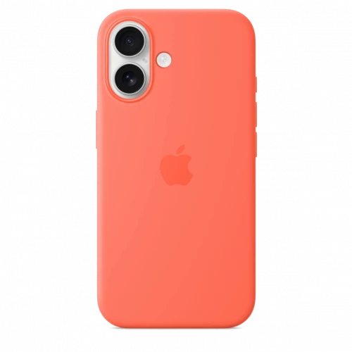 Чехол-накладка (силиконовый) для iPhone 16 Silicone Case High Copy with MagSafe & Button Tangerine
