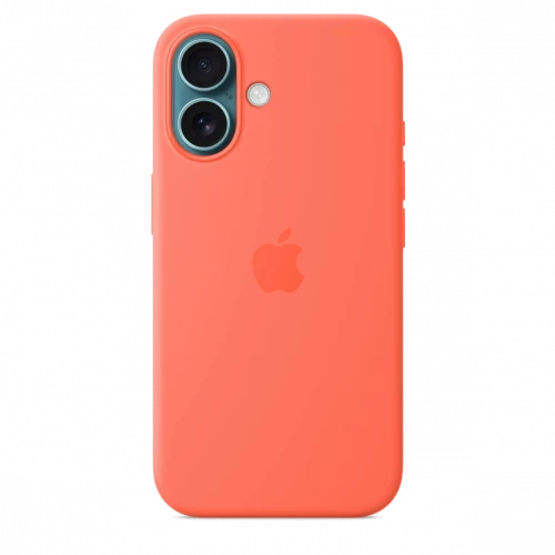 Чехол-накладка (силиконовый) для iPhone 16 Silicone Case High Copy with MagSafe & Button Tangerine