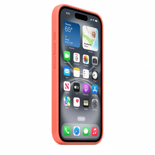 Чехол-накладка (силиконовый) для iPhone 16 Silicone Case High Copy with MagSafe & Button Tangerine