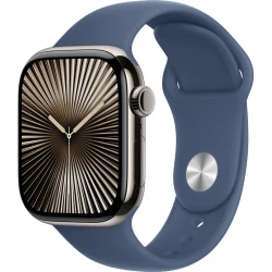 Apple Watch Series 10 GPS + Cellular 42mm Natural Titanium Case w. Denim Sp Band M/L (MX0J3+MXLF3)