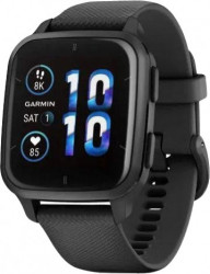 Garmin Venu Sq 2 – Music Edition Slate Aluminum Bezel with Black Case and Silicone Band (010-02700-00/10/80)