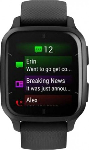 Garmin Venu Sq 2 – Music Edition Slate Aluminum Bezel with Black Case and Silicone Band (010-02700-00/10/80)