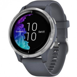 Garmin Venu Silver Stainless Steel Bezel w. Granite Blue and Silicone B. (010-02173-01/03)