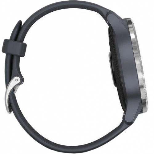 Garmin Venu Silver Stainless Steel Bezel w. Granite Blue and Silicone B. (010-02173-01/03)