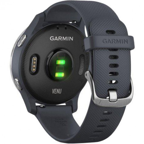 Garmin Venu Silver Stainless Steel Bezel w. Granite Blue and Silicone B. (010-02173-01/03)