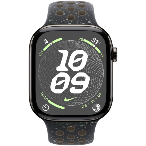 Apple Watch Series 10 GPS + Cellular 42mm Slate Titanium Case w. Midnight Sky Nike Sport Band - S/M (MX0M3+MYJP3)