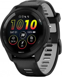 Garmin Forerunner 265 Black Bezel and Case w. Black/Powder Gray Silicone Band (010-02810-00/10/50)